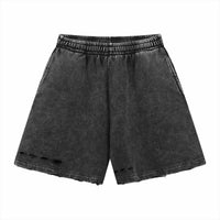 Retro Heavy Batik Stitching Washed And Worn Shorts Frayed Ripped