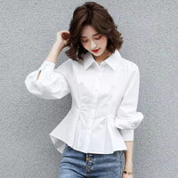 Women's Lapel Japanese-style Slim-fit Single-breasted Shirt
