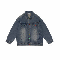 American Retro Hong Kong Style Denim Men's Baggy Casual Jacket
