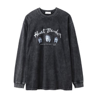 Facial Expression Bag Spoof Printed Distressed Long Sleeves