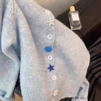 Milk Blue Gentle Soft Glutinous High-grade Knitted Cardigan Sweater