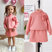 Flower Pattern Long Sleeve Comfortable High-neck Set