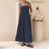 Polka-dot Print A-line Dress With Lace Trim