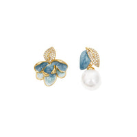 Enamel Dripping Oil Asymmetric Zircon Earrings Style A & B