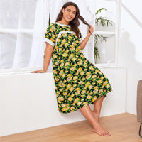 Ladies' Homewear Stitching Elastic Printing Nightdress