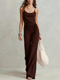 Casual Camisole Top And High-waisted Wide-leg Pants Set