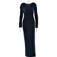 Fashionable Overseas Sexy V-Neck Pleated Sheath Dress
