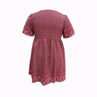 Casual Fashionable Printed V-Neck Short-Sleeve Dress