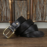 Hollowed-out First-layer Cowhide Pin-buckle Belt For Mengenuine Leather Belt For Jeans