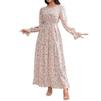 Long-sleeve Springfall Floral Print Dress