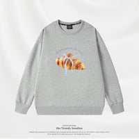 Korean-style Loose Croissant-horn Crew-neck Womens Hoodie