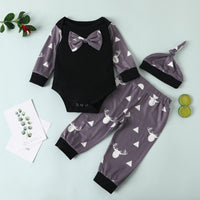 Baby Bowknot Romper Printed Trousers