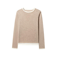 Early Spring Style Wool Sweater Women's Contrast Colors False-two-piece Bottoming Shirt