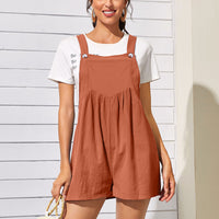 Summer Women's Cotton Linen Sleeveless Jumpsuit