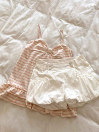 Striped Camisole Bow Ruffle Top