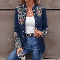 Elegant Embroidered Floral Blazer For Women