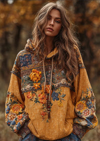 Women's Long Sleeve Hooded Sweatshirt Pullover Loose Casual Top