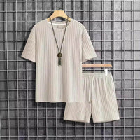 Men's Casual Short-sleeved Shorts Knitting Suit