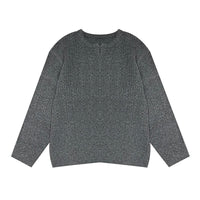 Loose Solid Color American Retro Twist Design Sweater For Women