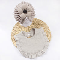 Newborn Baby Hat & Bib Set - Muslin Drool Bibs With Frilly Trim  Soft Organic Cotton Bonnet Bandana Drooling Accessories For Infants