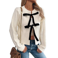 Knitted Cardigan Women's Lace-up Twist Simple Sweater