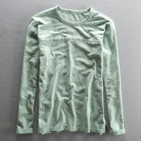 Crew-neck Solid-color Bamboo-cotton Japanese-style Men's Cotton T-shirt