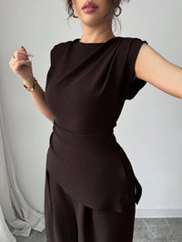 Irregular Hem Top And Wide-leg Pants Two-piece Set