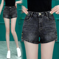 High Waist Denim Shorts Slimming Versatile Loose Word Outerwear Hot Pants Trendy