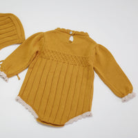 Woolen yarn baby girl infant puff sleeve jumpsuit