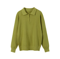 Vintage Casual All-matching Polo Lapel High Quality Knitted Sweater