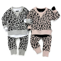Hot Sale Girls Leopard Print Tops Pants Kid's Set Children's Autumn Clothes