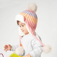 Lovely Baby Knitted Cap With Fluffy Ball Earmuffs