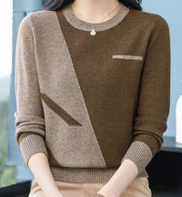 Womens Crew-neck Pullover Knit Top