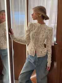 Lace Panel Long Sleeve Shirt