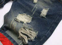 Hole Patch Jeans Men's Flanging
