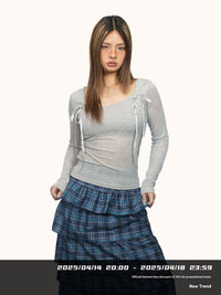 American Retro Diagonal Collar Long Sleeve