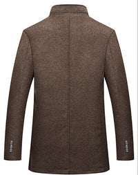 Casual Men's Wool Coat Men's Warm Stand Collar Wool Coat