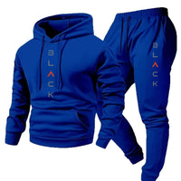 Mens Retro Letter-Print Long-Sleeve Top And Pants Set