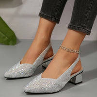 Women's Plus Size Rhinestone Pointed Toe Low Heel Shoes