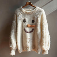 Womens 3D Digital Print Loose Crew-Neck Sweatshirt