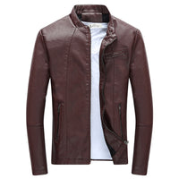 Men's leather jacket plus fleece