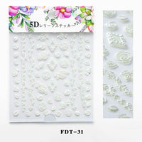 Flower series relief nail stickers