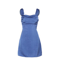 Square-neck Pleated-shoulder Sheath Dress