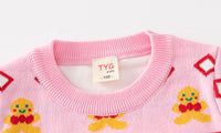 Girls' Holiday Round Neck Sweater Baby Snowman Knitted Top