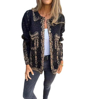 Lapel Variegated Metal Buckle Knitted Coat