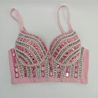 Bubble Bead Acrylic Hand-Sewn Rhinestone Fishbone Bra
