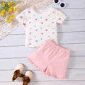 Girls' Floral Printed Shorts Two-piece Set