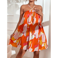 SpringSummer All Over Print Strap Short Dress