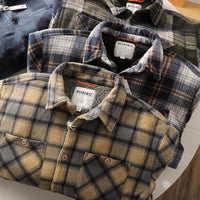 Autumn And Winter Fleece-lined Warm Composite Lambswool Plaid Shirt Cotton-padded Coat