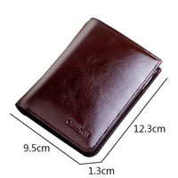 Men's Wallet Short Zipper Buckle Oil Wax Leather